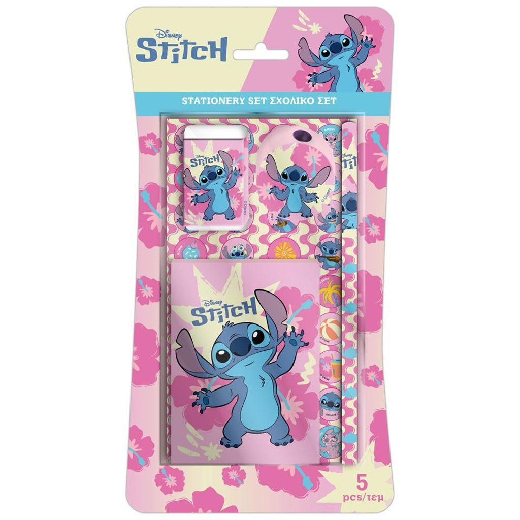 Луна: Disney Stitch 5 части розов комплект канцеларски материали изображение 1