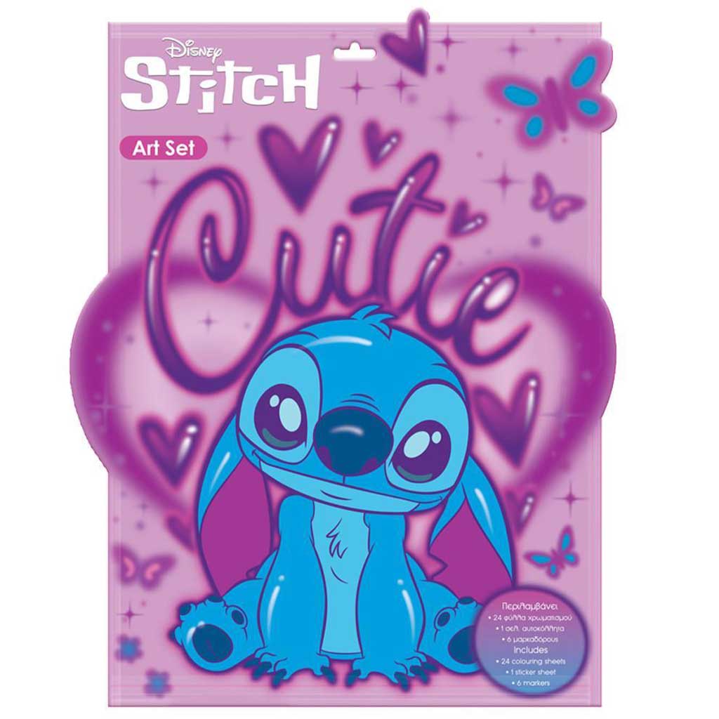 Луна: Disney Stitch Арт Комплект за оцветяване с 6 броя флумастери и стикери изображение 1