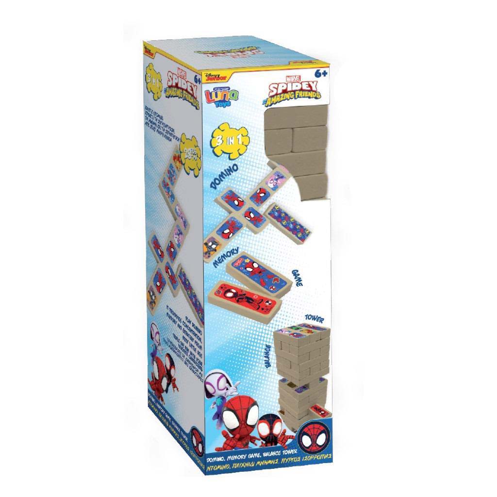 Луна: Marvel Spidey 3в1 настолна игра - Jenga, Домино и Игра с памет изображение 1
