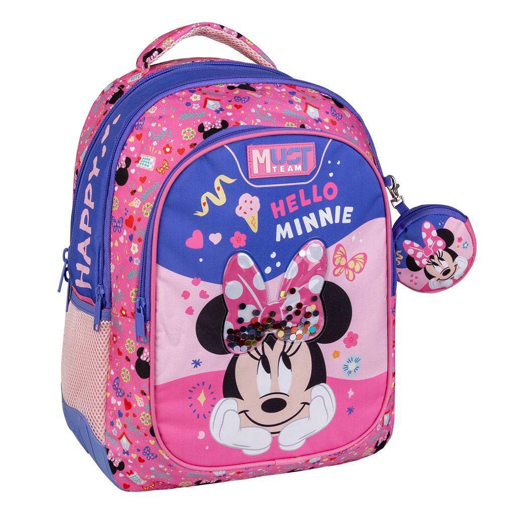 Луна: Must Team Hello Minnie мишка закръглен 3 отделен училищен ранец, раница 32x18x43cm изображение 1