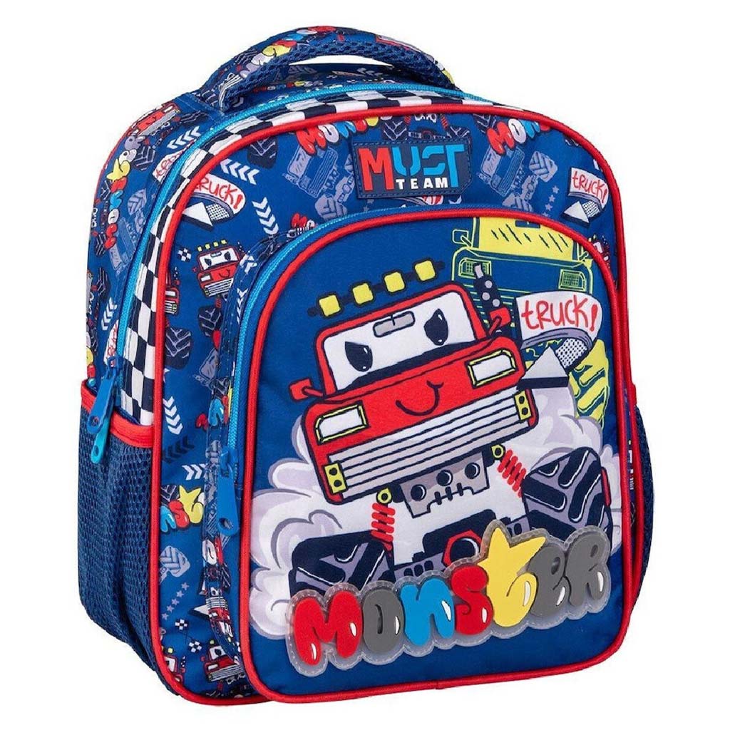 Луна: Must Team Monster Truck шарен закръглен 2 отделен детски ранец 27x10x31cm изображение 1