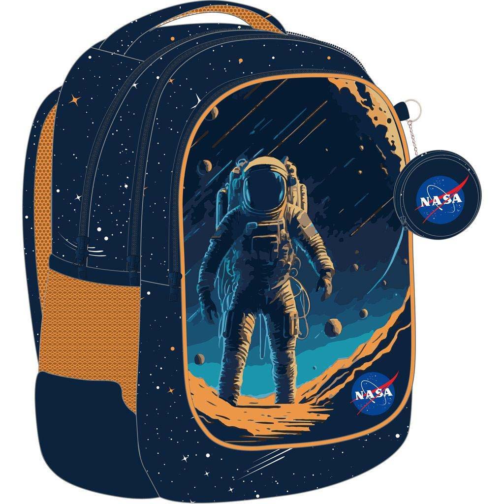 Луна: NASA закръглена 3-отделна училищна чанта, раница 32x18x43cm изображение 1