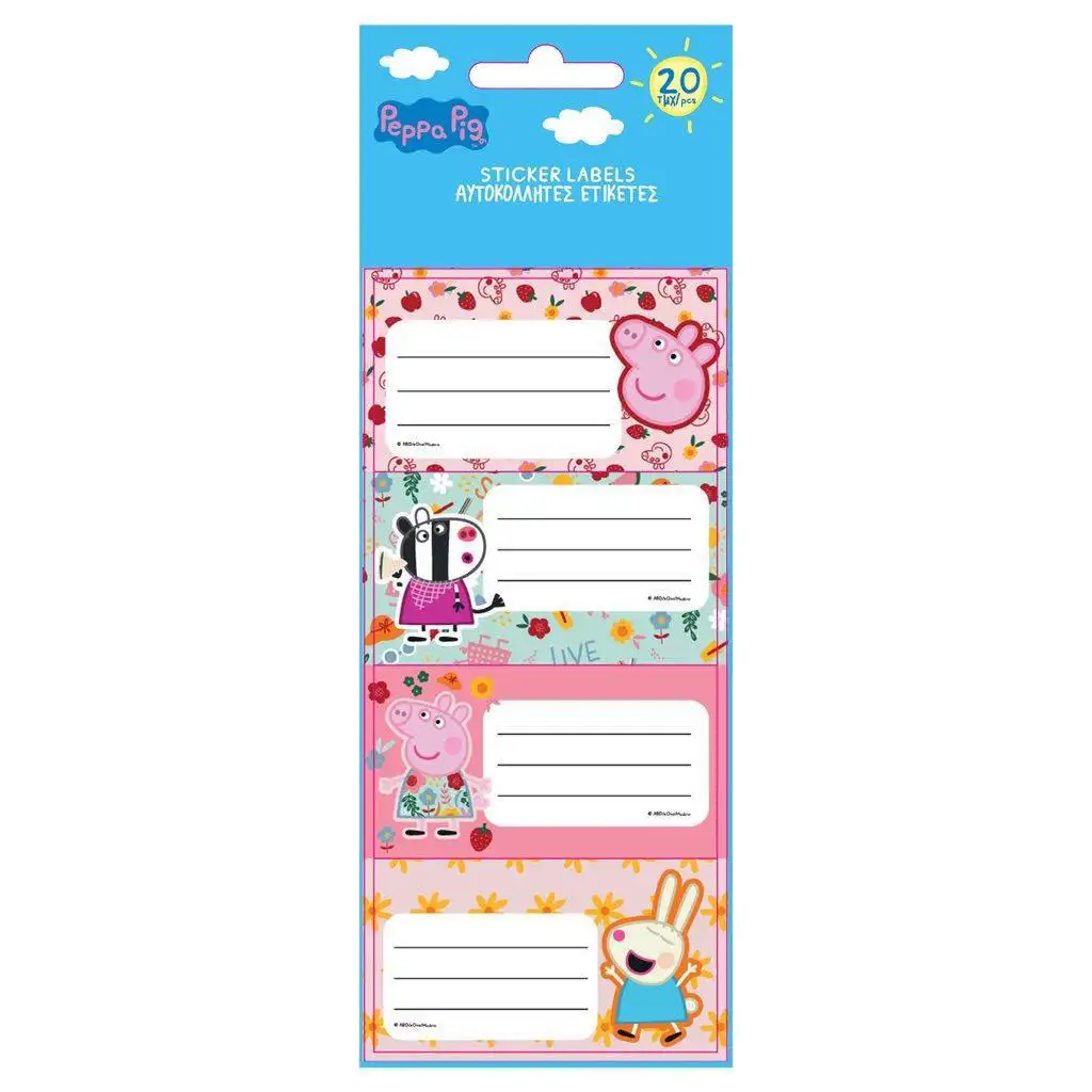 Луна: Peppa прасенце етикети за тетрадки 20бр. пакет изображение 1