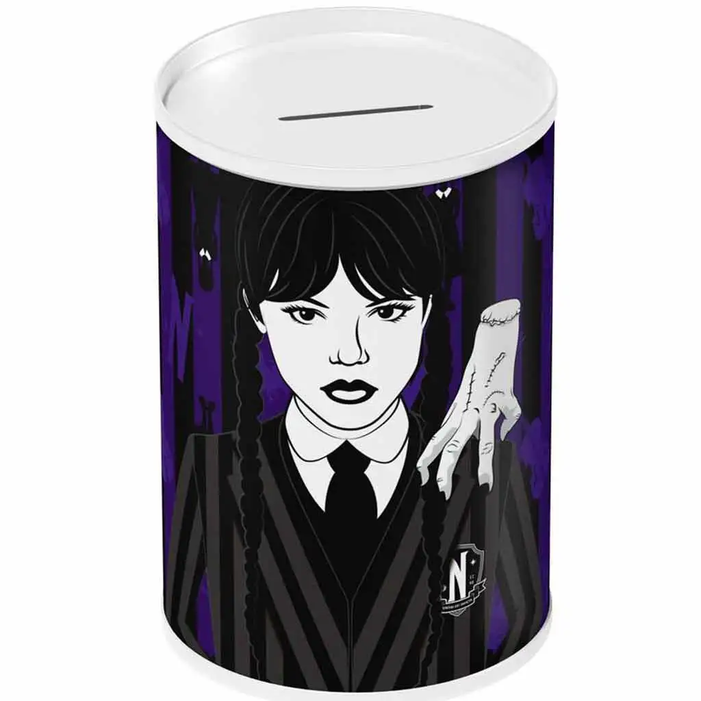 Луна: Wednesday цилиндрична метална касичка 10x15см изображение 1