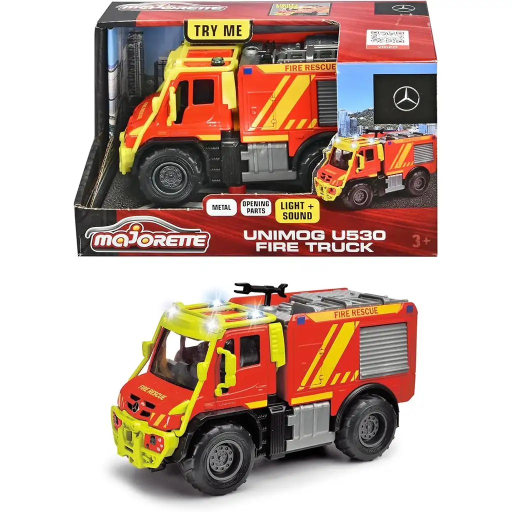 Majorette: Unimog U530 метален пожарникарски автомобил с светлина и звук - Simba Toys изображение 1