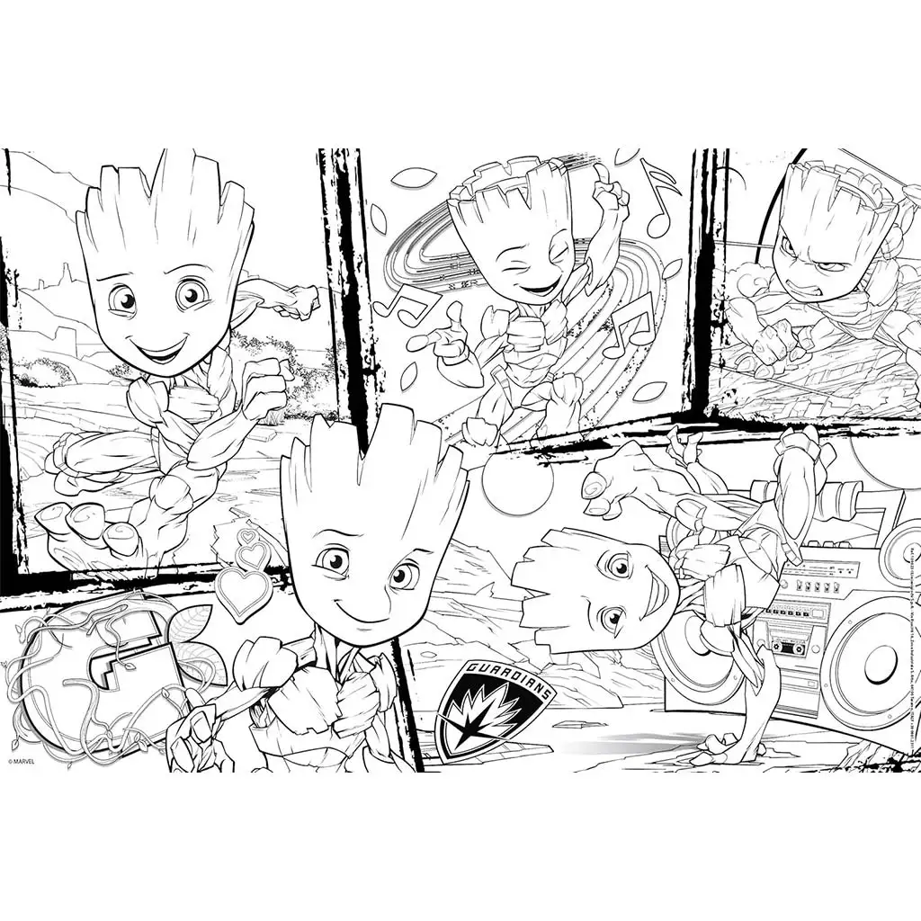 Marvel Groot 2 в 1 250 части пъзел и оцветяване 50x35см - Lisciani изображение 2