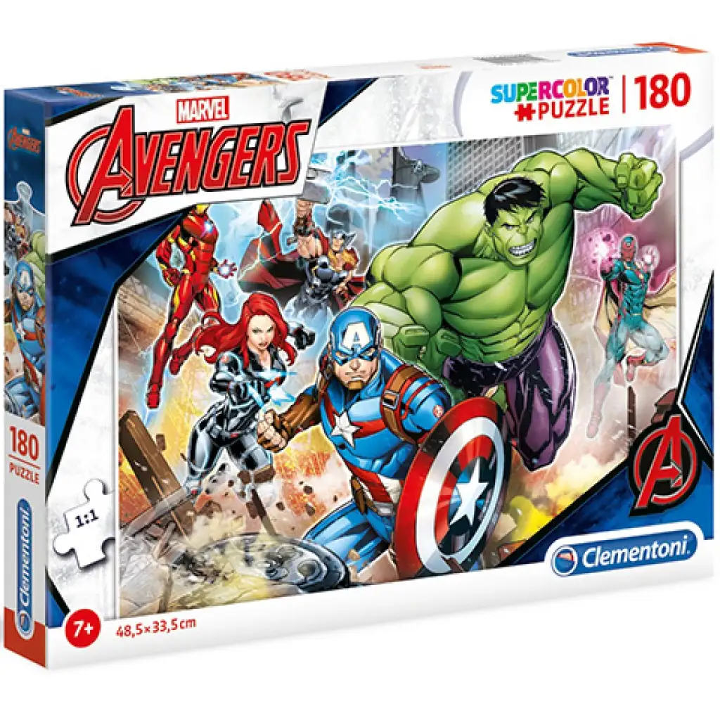 Marvel Отмъстители Supercolor пъзел 180бр. - Clementoni изображение 1