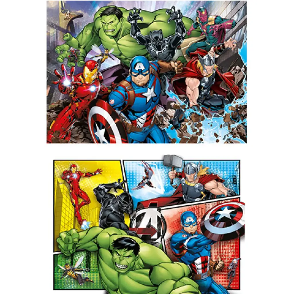 Marvel Отмъстителите Supercolor 2 в 1 пъзел 2x60бр. - Clementoni изображение 2