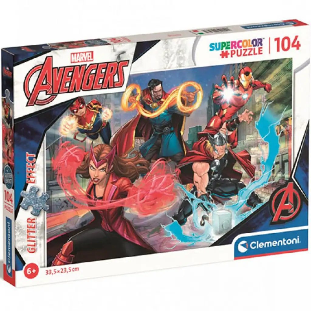 Marvel: Отмъстителите Supercolor блестящ пъзел 104 части - Clementoni изображение 1
