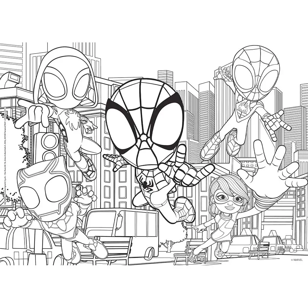 Marvel Spidey 2 в 1 24 части пъзел и оцветяване 35x25см - Lisciani изображение 2