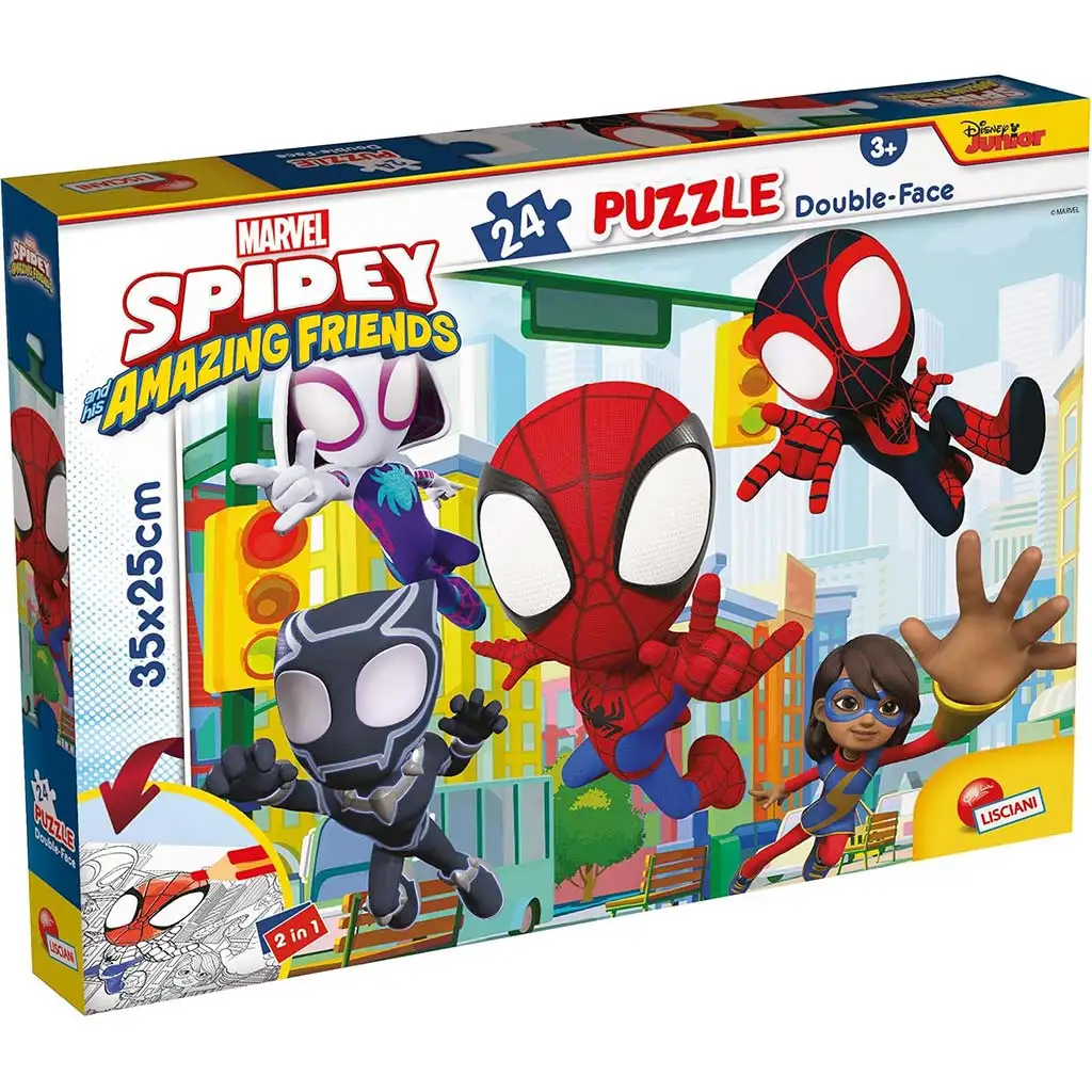 Marvel Spidey 2 в 1 24 части пъзел и оцветяване 35x25см - Lisciani изображение 1