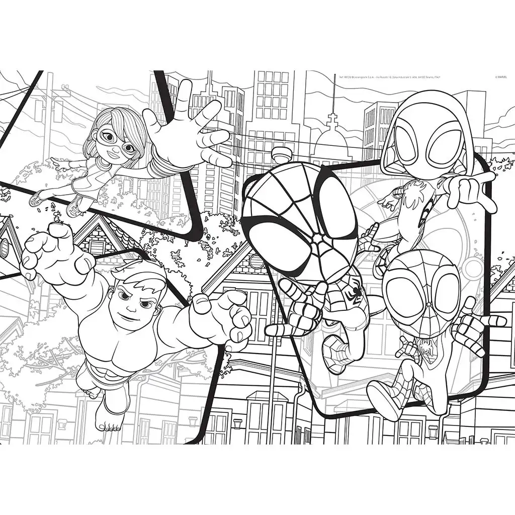 Marvel Spidey 2 в 1 макси 24бр. пъзел и оцветяване 70x50см - Lisciani изображение 2
