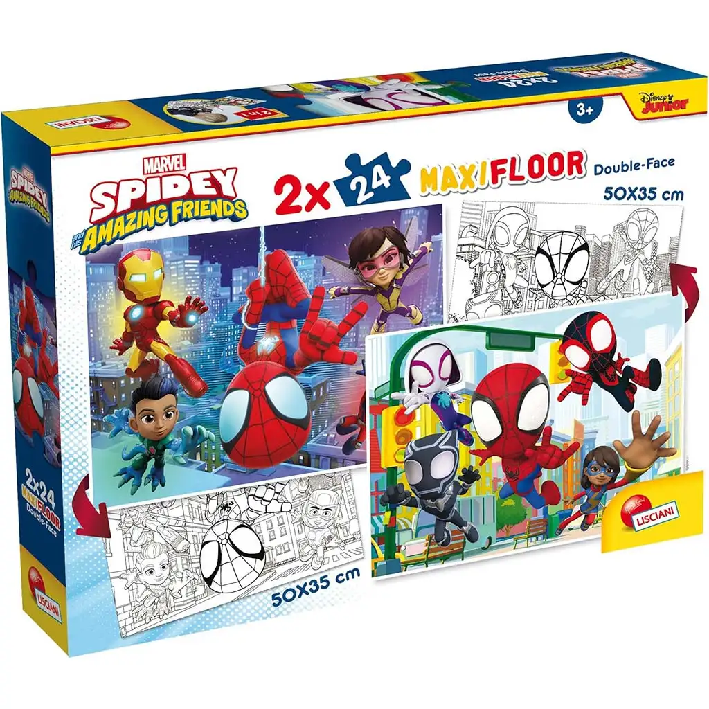 Marvel Spidey 2 в 1 макси 2x24бр. пъзел и оцветяване 50x35см - Lisciani изображение 1