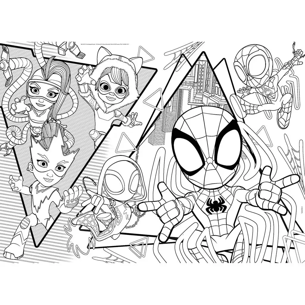 Marvel Spidey 2 в 1 макси 35 части пъзел и оцветяване 70x50см - Lisciani изображение 2