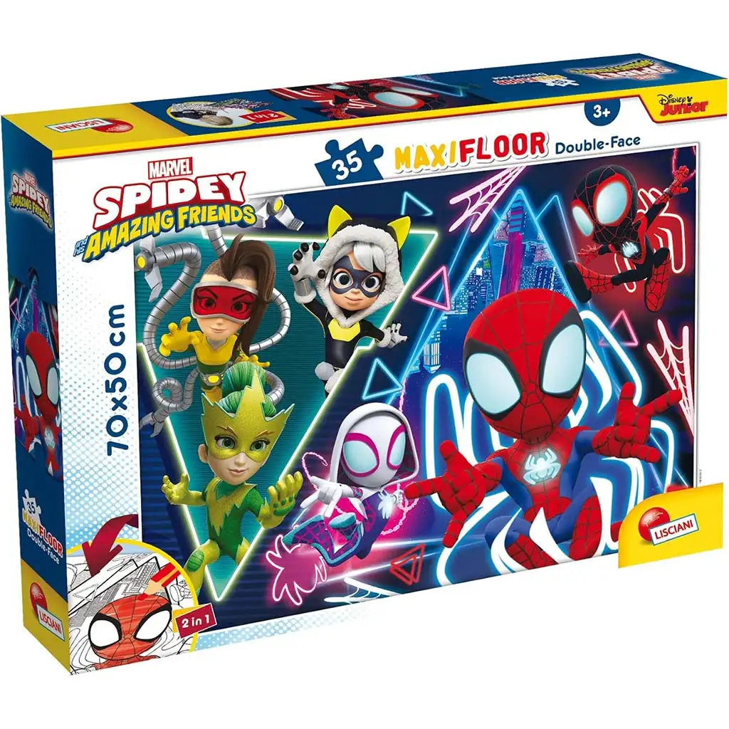 Marvel Spidey 2 в 1 макси 35 части пъзел и оцветяване 70x50см - Lisciani изображение 1