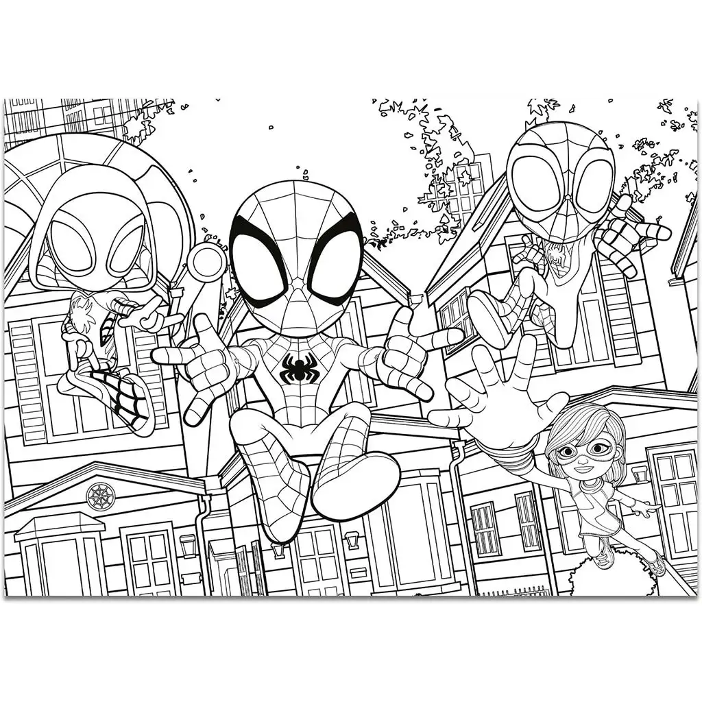 Marvel Spidey 2 в 1 макси 4x48бр. пъзел и оцветяване 35x25см - Lisciani изображение 2
