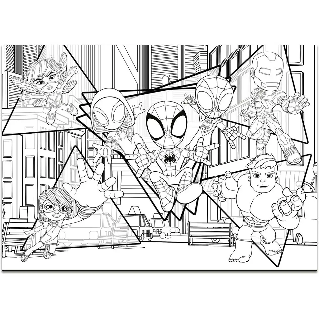Marvel Spidey 2 в 1 макси 4x48бр. пъзел и оцветяване 35x25см - Lisciani изображение 4