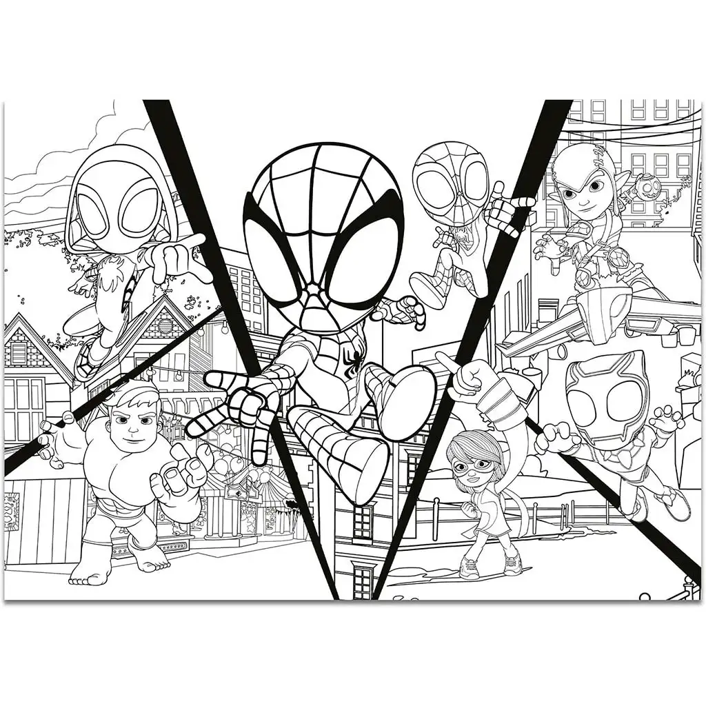 Marvel Spidey 2 в 1 макси 4x48бр. пъзел и оцветяване 35x25см - Lisciani изображение 5