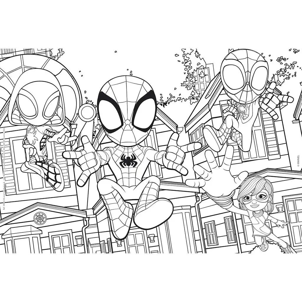 Marvel Spidey и екипът 2 в 1 24 части пъзел и оцветяване 50x35cm - Lisciani изображение 2