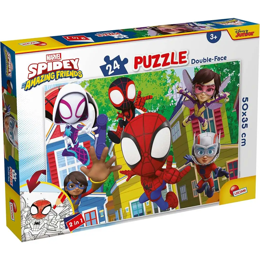 Marvel Spidey и екипът 2 в 1 24 части пъзел и оцветяване 50x35cm - Lisciani изображение 1