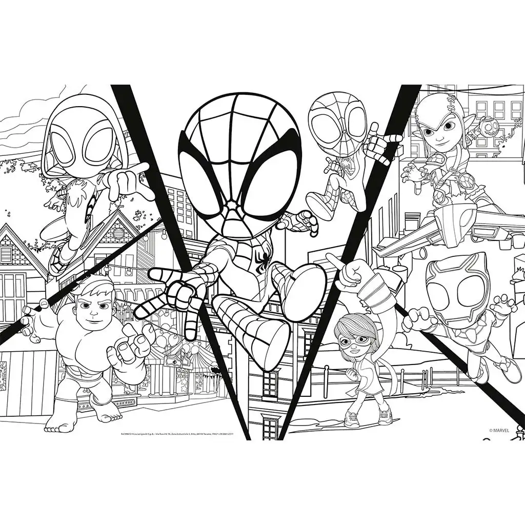 Marvel Spidey се бори 2 в 1 24 части пъзел и оцветяване 50x35см - Lisciani изображение 2