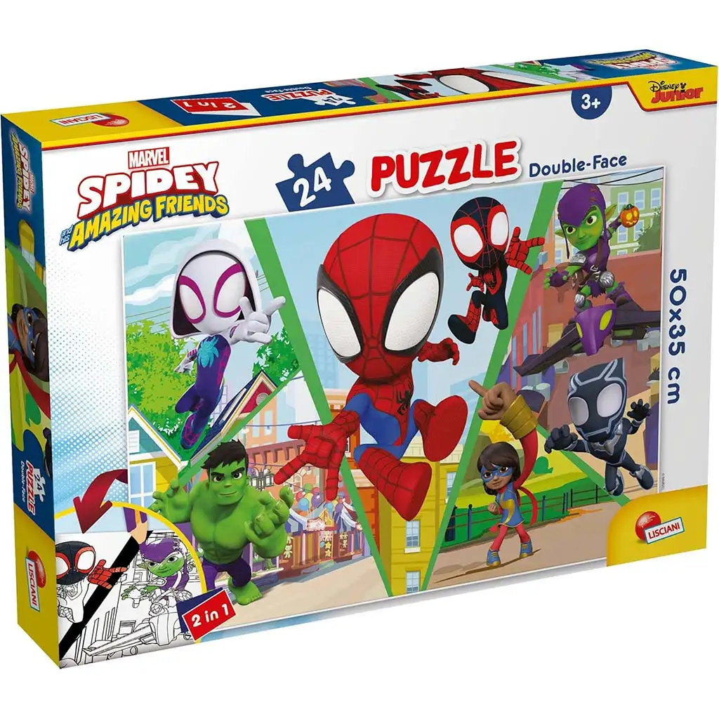 Marvel Spidey се бори 2 в 1 24 части пъзел и оцветяване 50x35см - Lisciani изображение 1