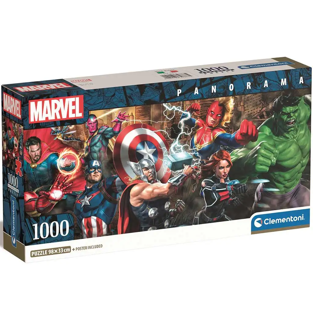 Marvel супергерои 1000 части панорамна пъзел 98x33см - Clementoni изображение 1