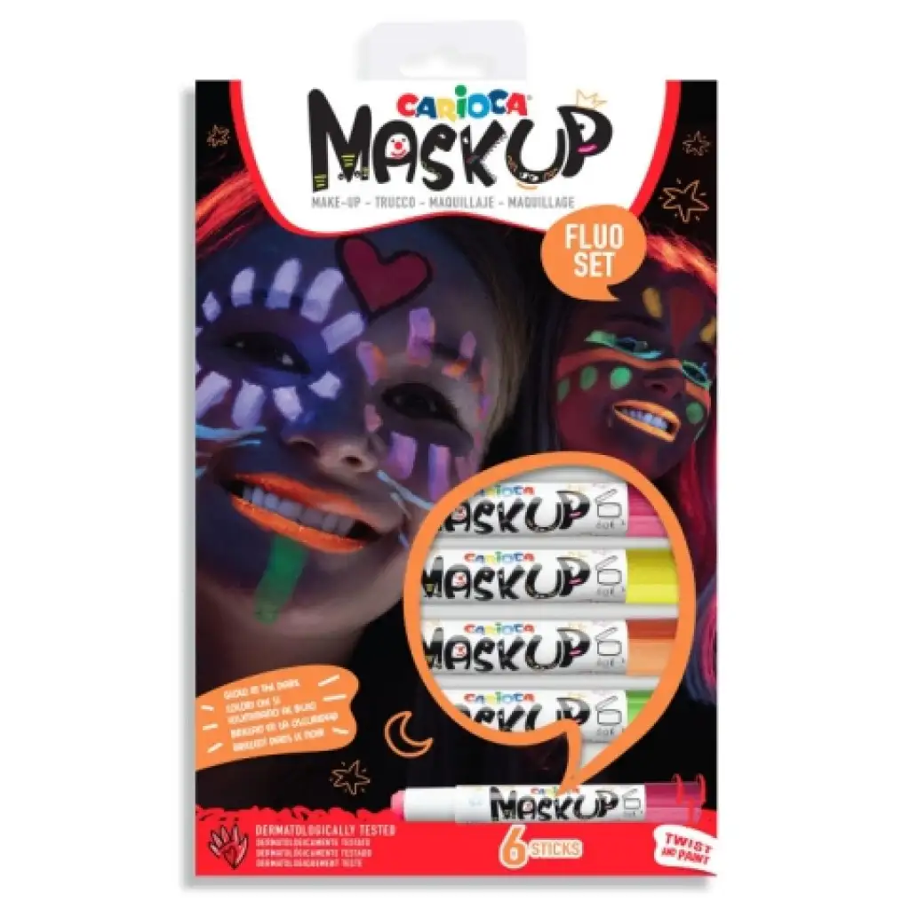MaskUp Неон 6бр. комплект за рисуване на лице - Carioca изображение 1