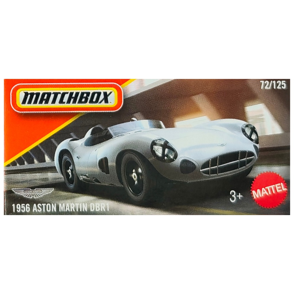 Matchbox: 1956 Aston Martin DBR1 сив картонен автомобил 1/64 – Mattel изображение 1