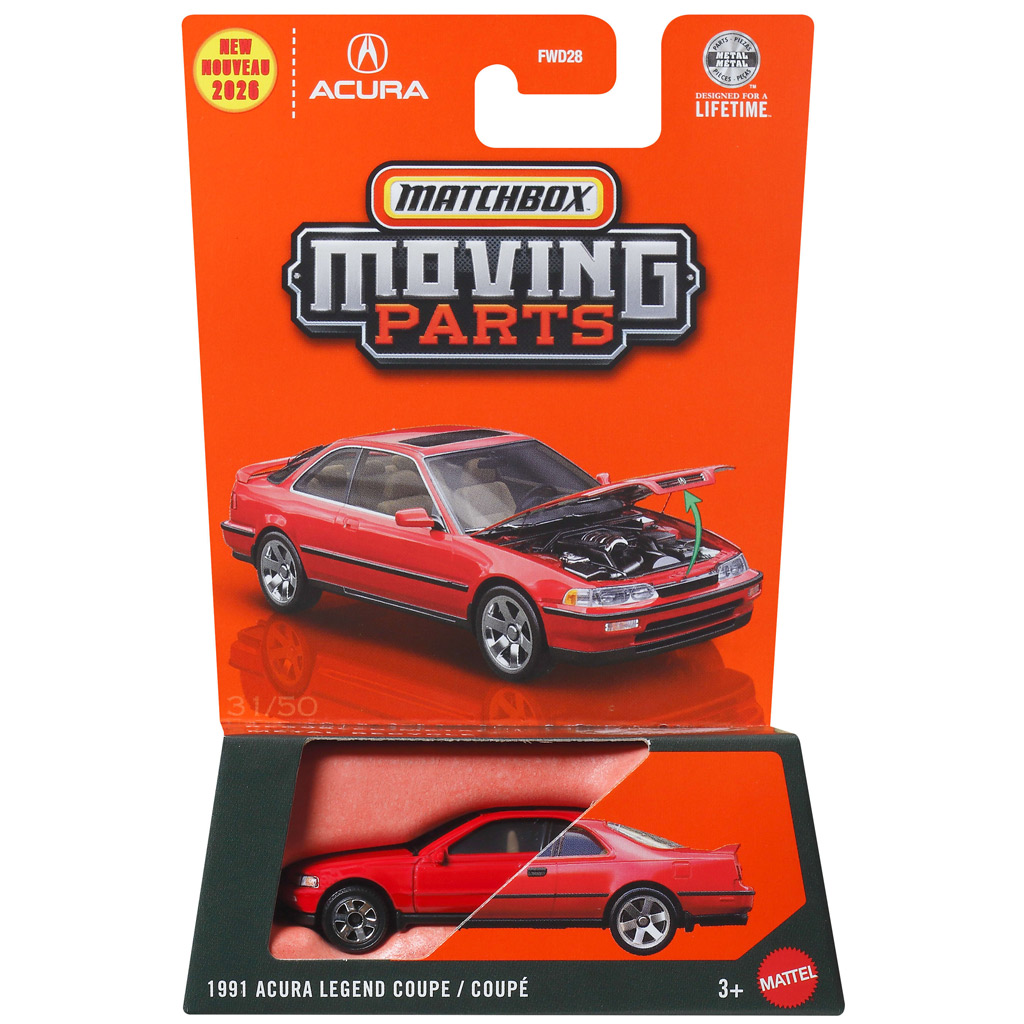 Matchbox Движещи се части: 1991 Acura Legend Coupe отваряща се количка 1/64 - Mattel изображение 1