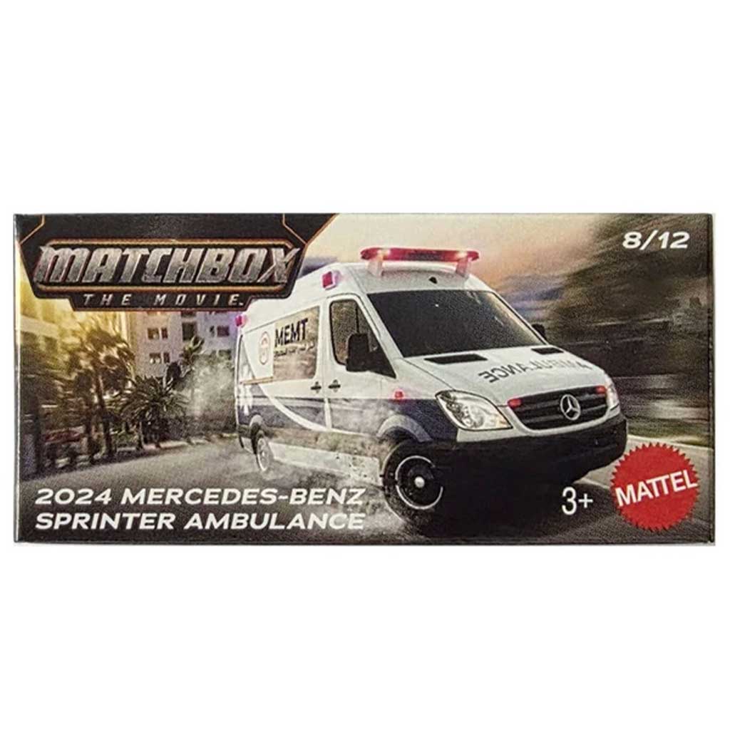 Matchbox Филм: 2024 Mercedes-Benz Sprinter Ambulance в картонена кутия 1/64 – Mattel изображение 1
