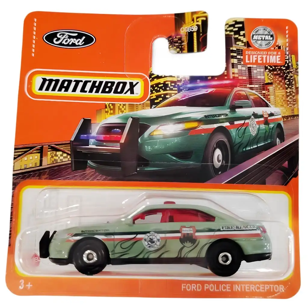 Matchbox: Ford Police Interceptor с горяща шарка 1/64 количка - Mattel изображение 1