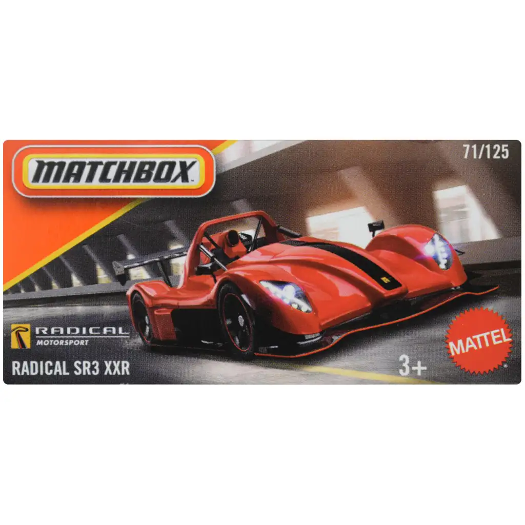 Matchbox: Картонена Radical SR3 XXR количка 1/64 - Mattel изображение 1