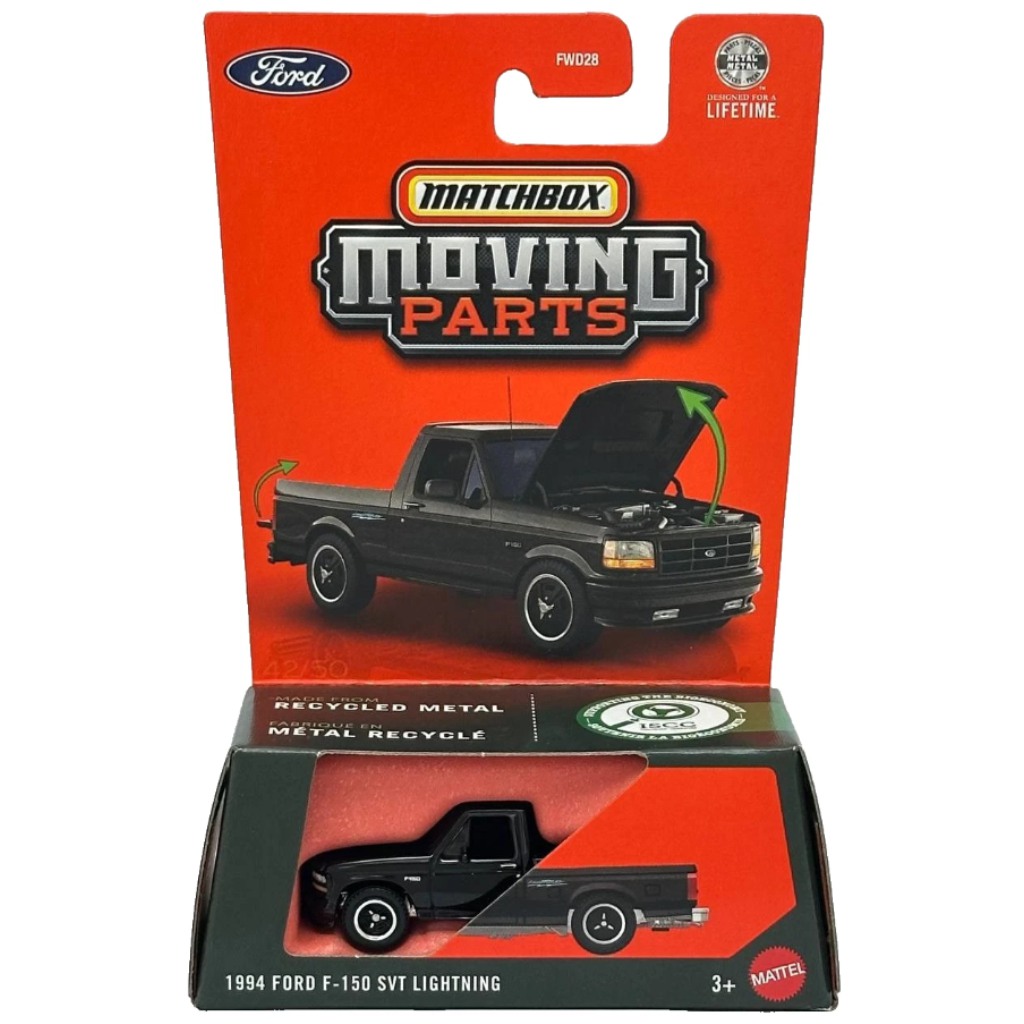 Matchbox Moving Parts: 1994 Ford F-150 SVT Lightning отваряща се количка 1/64 - Mattel изображение 1