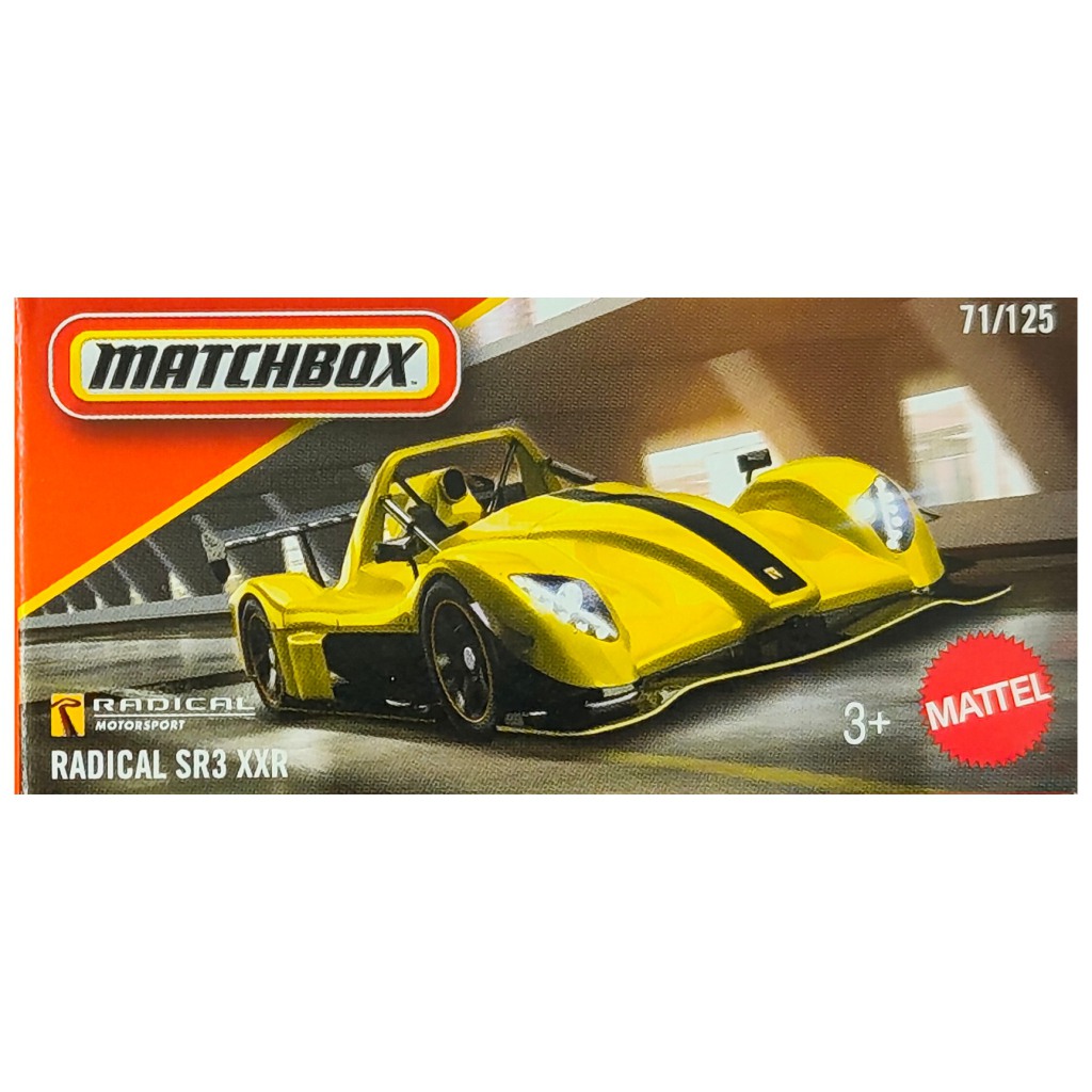 Matchbox: Radical SR3 XXR жълта кутия с количка 1/64 – Mattel изображение 1