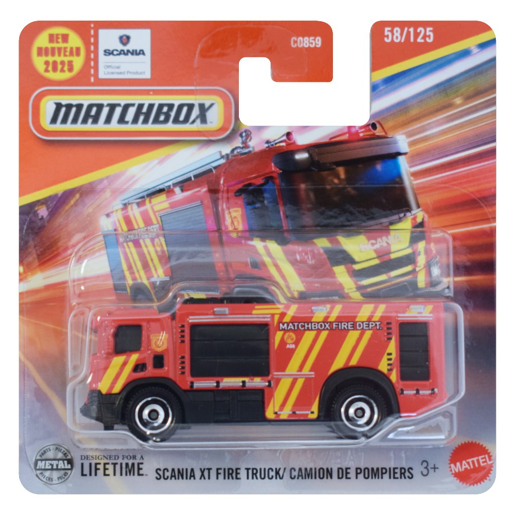 Matchbox: Scania XT Пожарна кола малка 1/64 - Mattel изображение 1