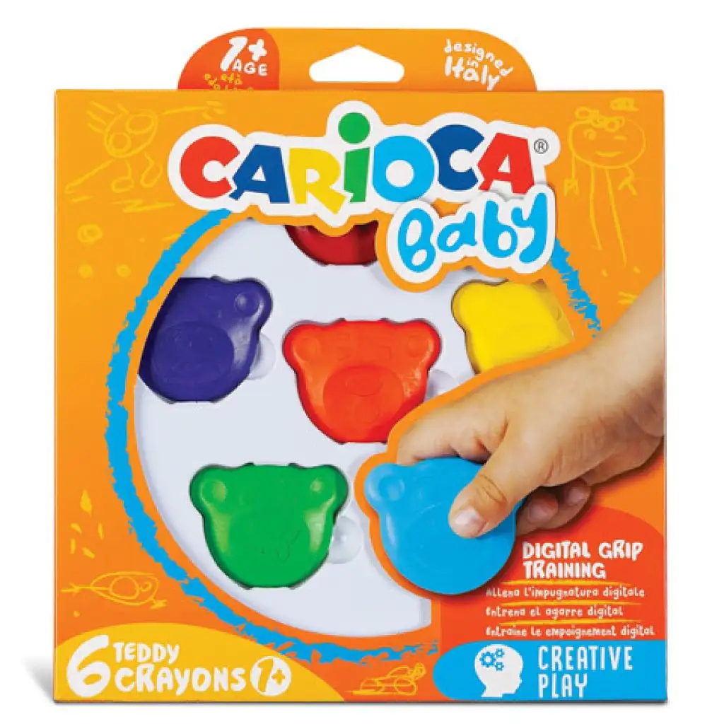 Мечешка форма Baby Teddy восъчни цветове 6 бр. - Carioca изображение 1