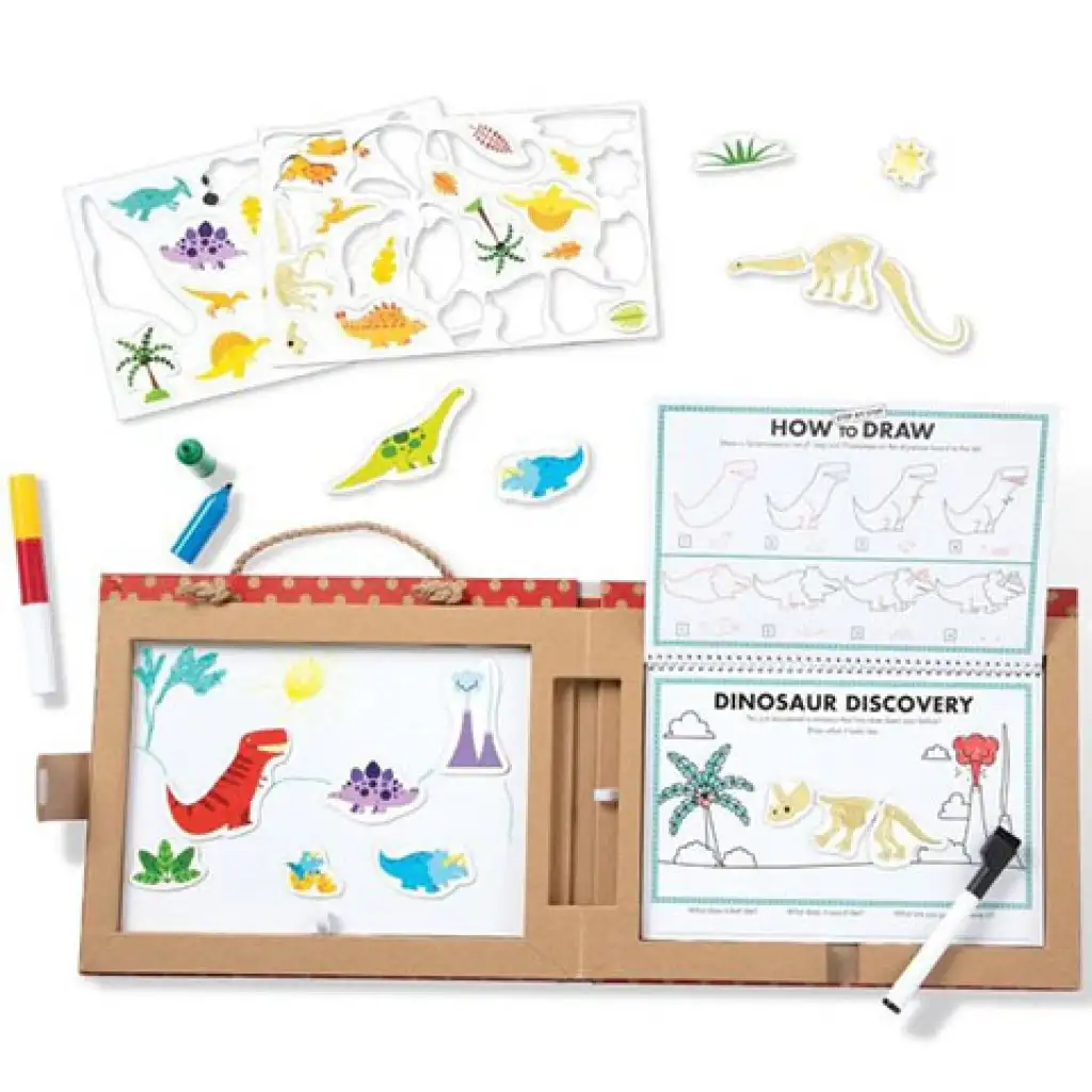 Melissa & Doug: Комплект за рисуване и магнитна креативна игра с динозаври изображение 2
