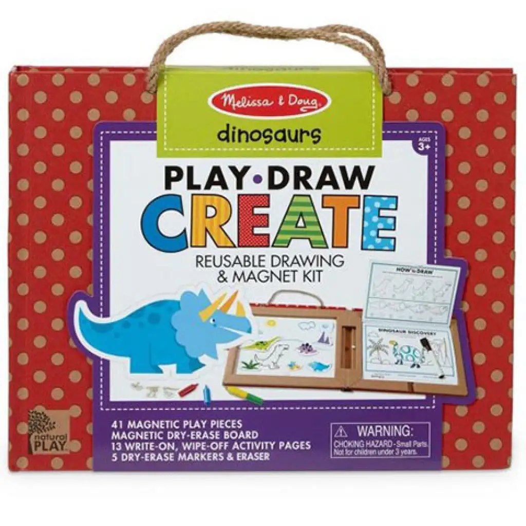 Melissa & Doug: Комплект за рисуване и магнитна креативна игра с динозаври изображение 1