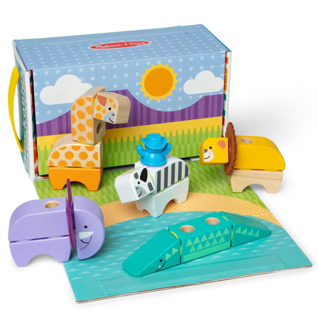 Melissa&Doug: Blockables - Сафари животни дървен комплект за игра - Spin Master изображение 2