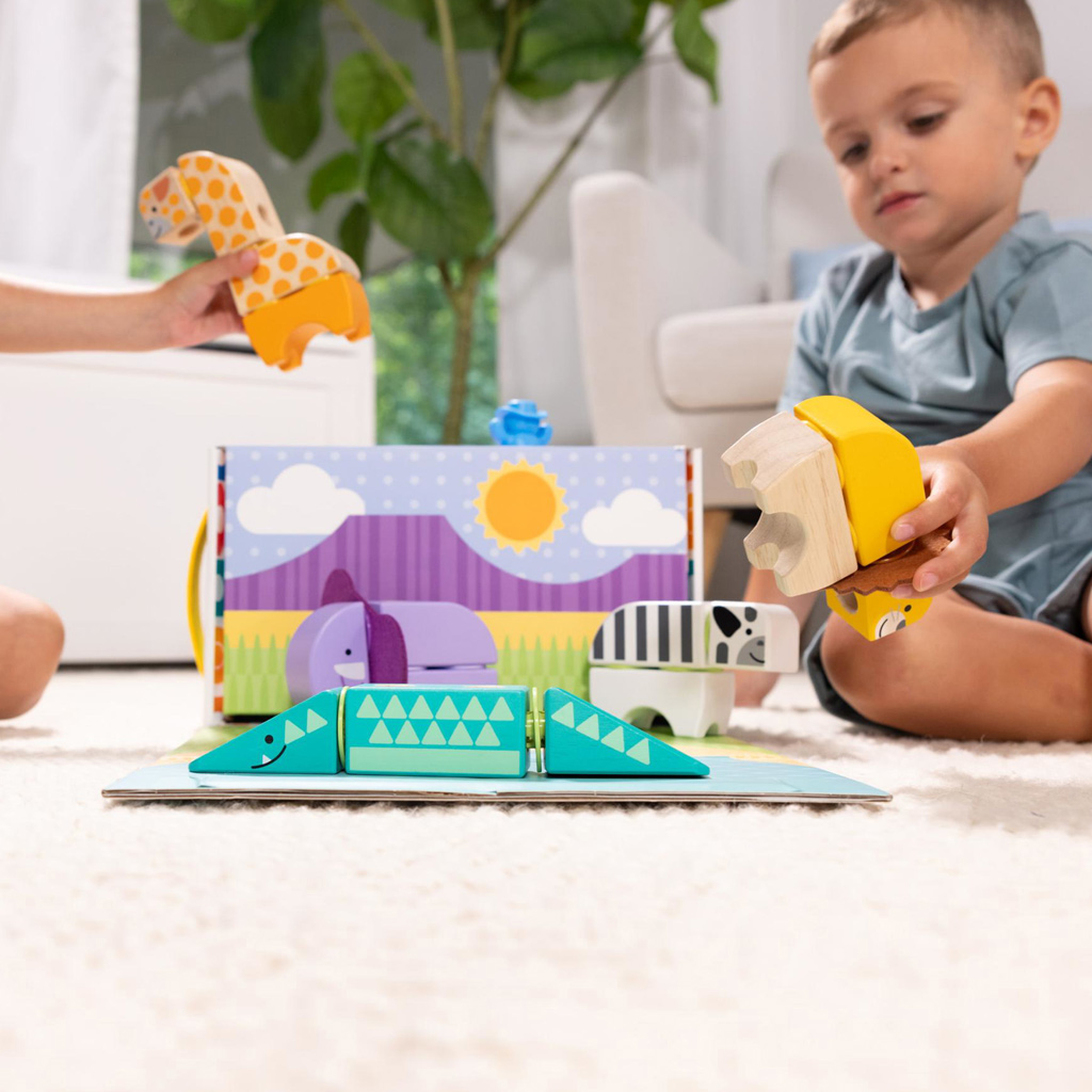 Melissa&Doug: Blockables - Сафари животни дървен комплект за игра - Spin Master изображение 3