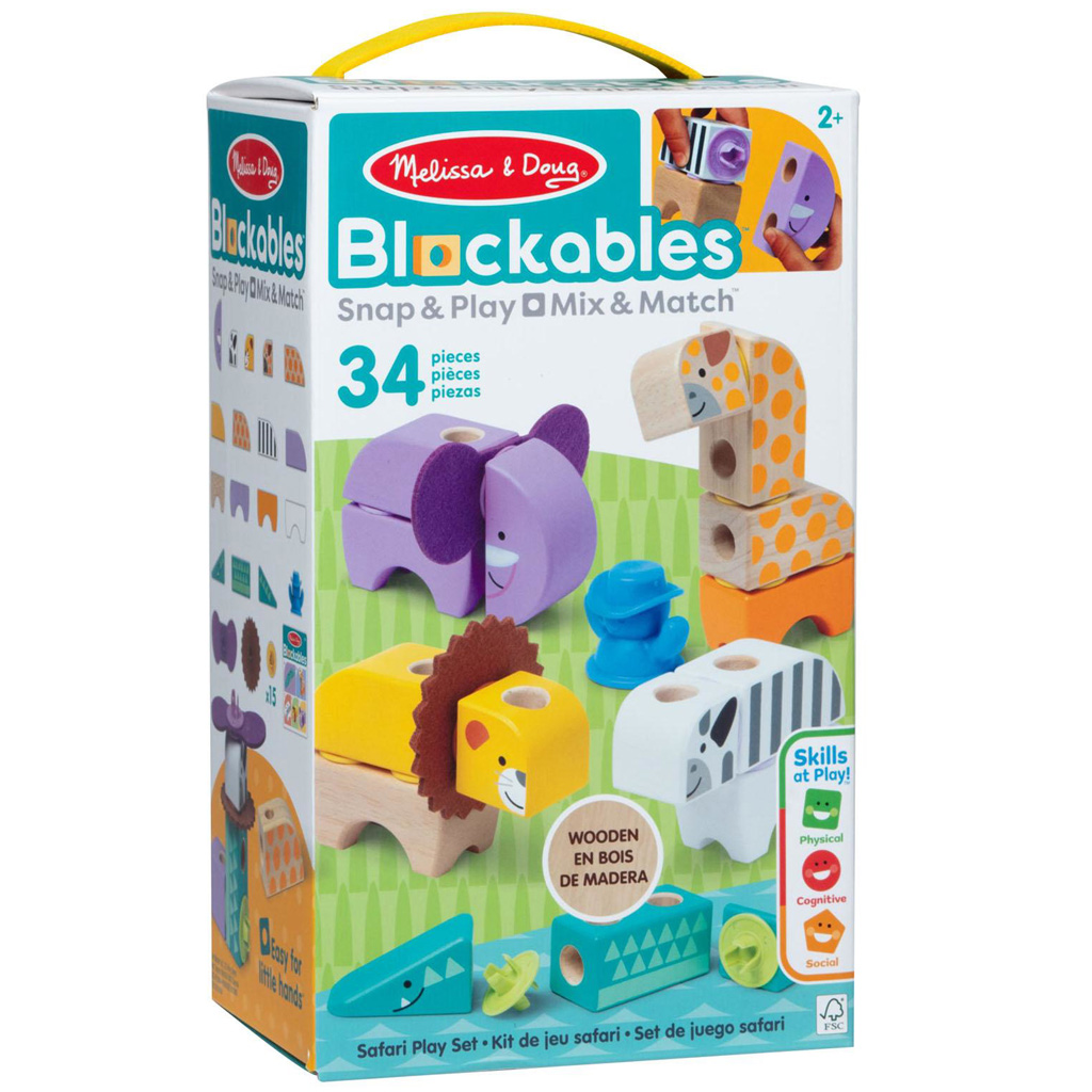 Melissa&Doug: Blockables - Сафари животни дървен комплект за игра - Spin Master изображение 1