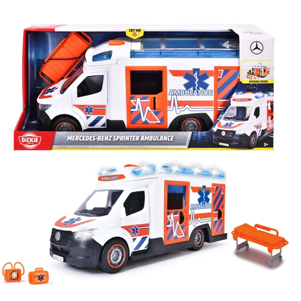 Mercedes-Benz Sprinter Ambulance количка с светлина и звук 35см - Dickie Toys изображение 1
