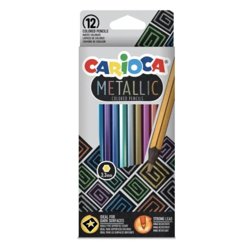 Металически комплект цветни моливи 12бр - Carioca изображение 1