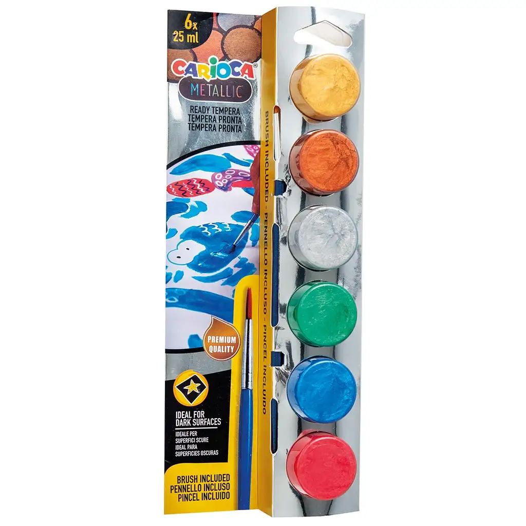 Металикови темперни бои комплект 6x25ml - Carioca изображение 1