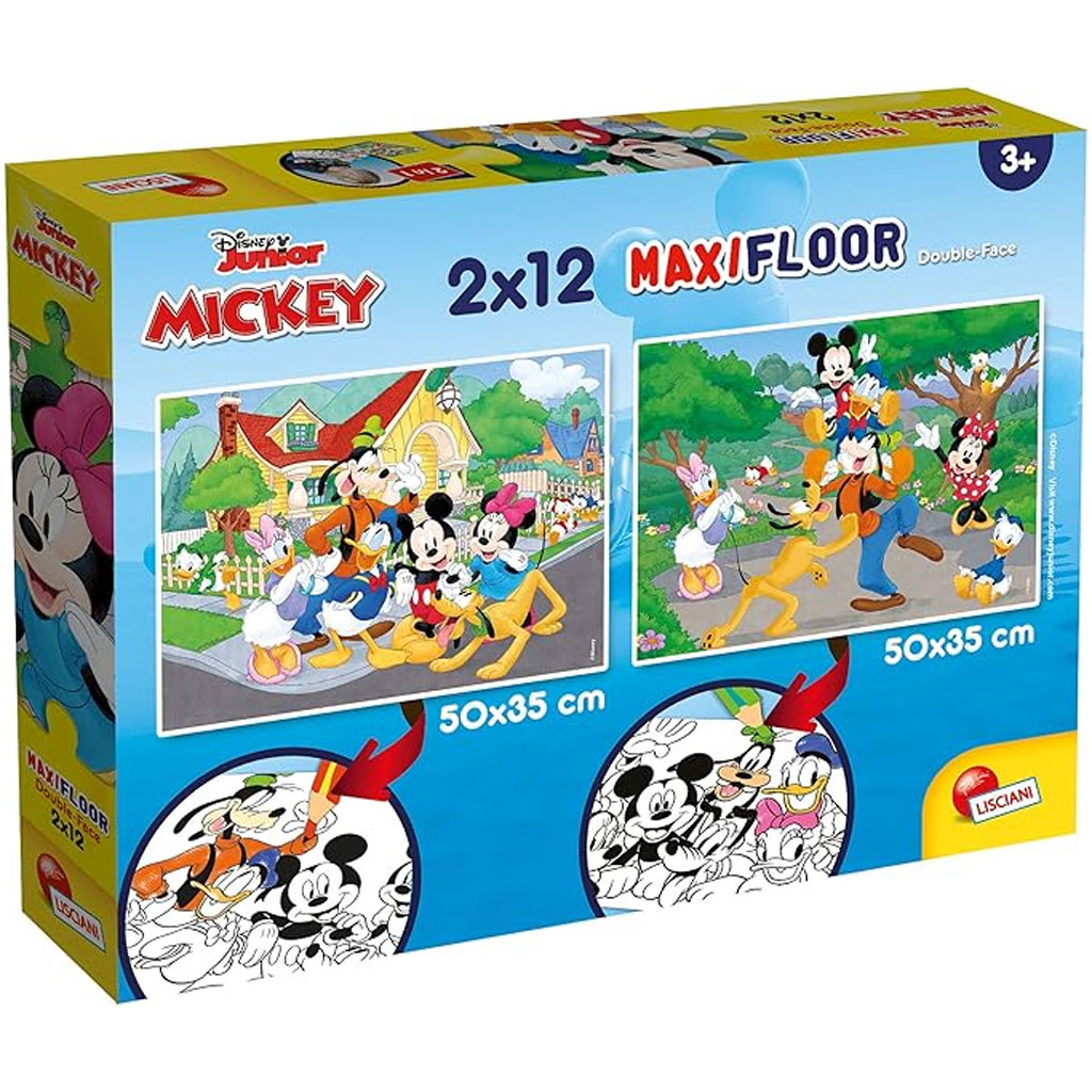 Мики Маус 2 в 1 2x12бр. макси пъзел и оцветяване - Лисчани изображение 1