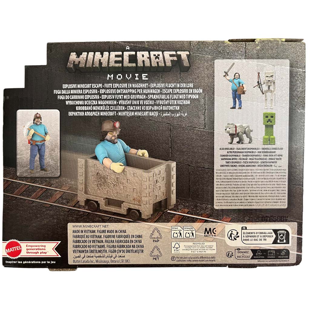 Minecraft Филм - Стив и комплект за игра с миньорска количка - Mattel изображение 2