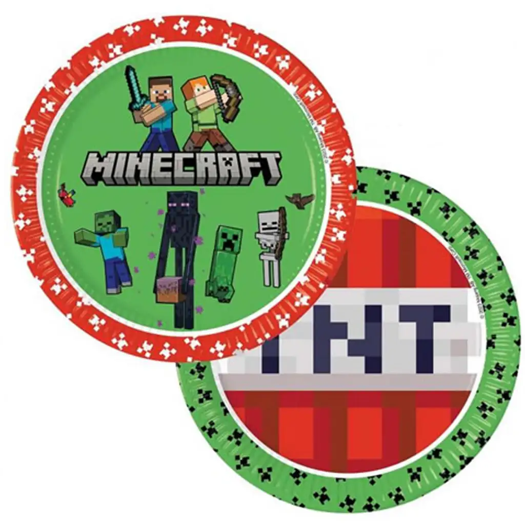 Minecraft комплект от 8 хартиени чинии с диаметър 23 см изображение 1