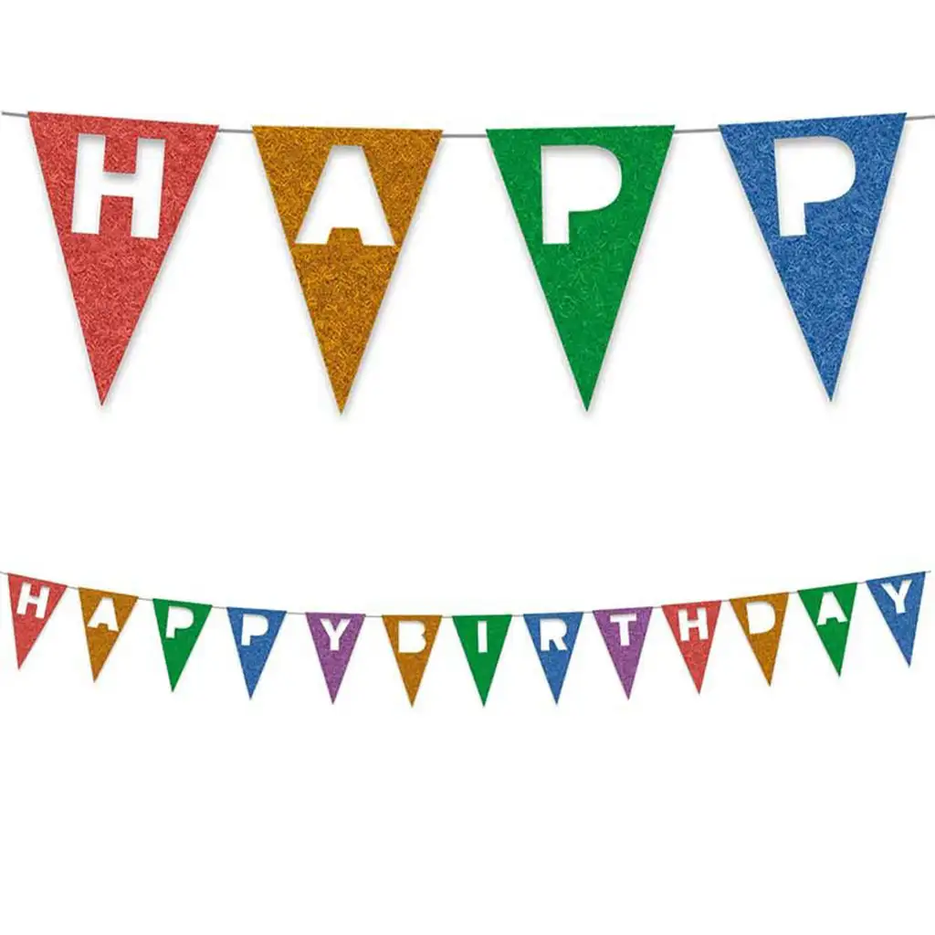 Многоразовен цветен банер с надпис Happy Birthday 200см изображение 1