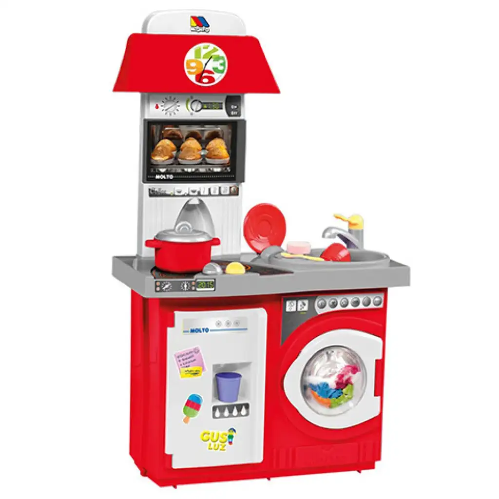 Molto: Червена играчка кухня 14бр. комплект 27x57x97см изображение 2